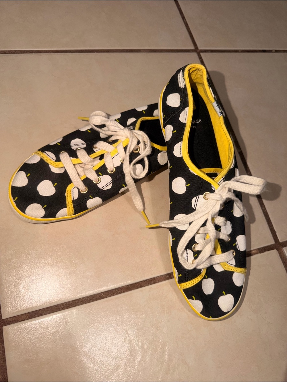 Kate Spade x Keds apple print sneakers With Yellow Trim